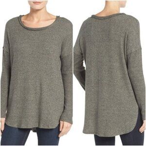 ☀ Bobeau Rib Long Sleeve Fuzzy Green Top Sz Large